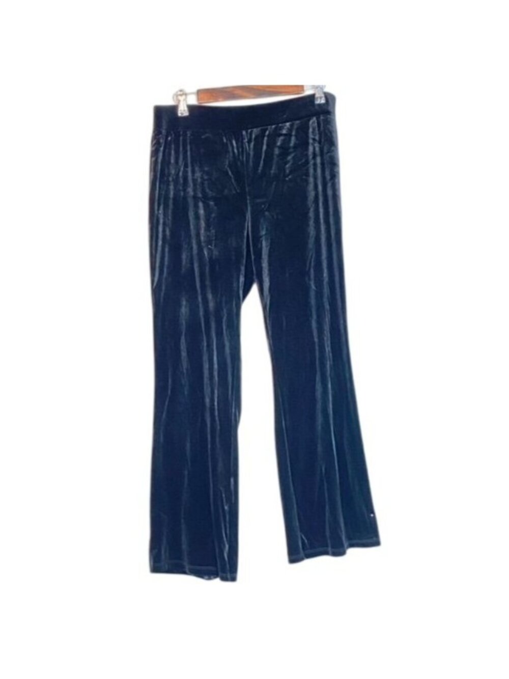 Melissa Paige Petite Black Velvet Pull-On Pants Large